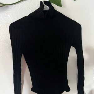 Black turtle neck bodysuit